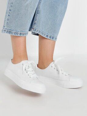 Canvas Sneaker Shoe Mossimo Lace Up Low-Top All White Womens 9